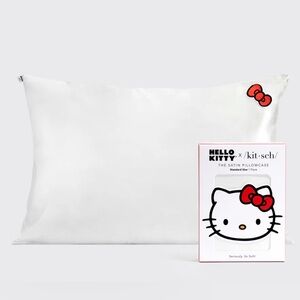 NWT, Kitsch x Hello Kitty Satin Pillowcase in Ivory Kitty Bow, Standard Size